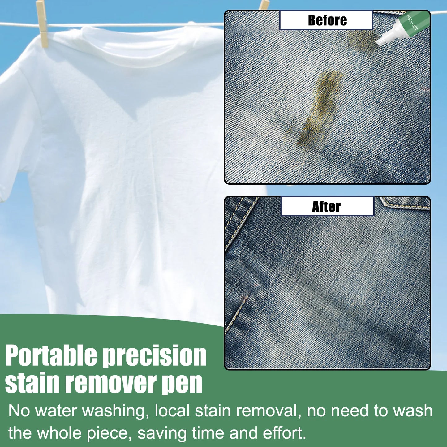 Jue-Fish Deep Penetration Cleaning Fabric Washable Quick Clothes Convenient Instant Portable Precision Stain Remover Pen