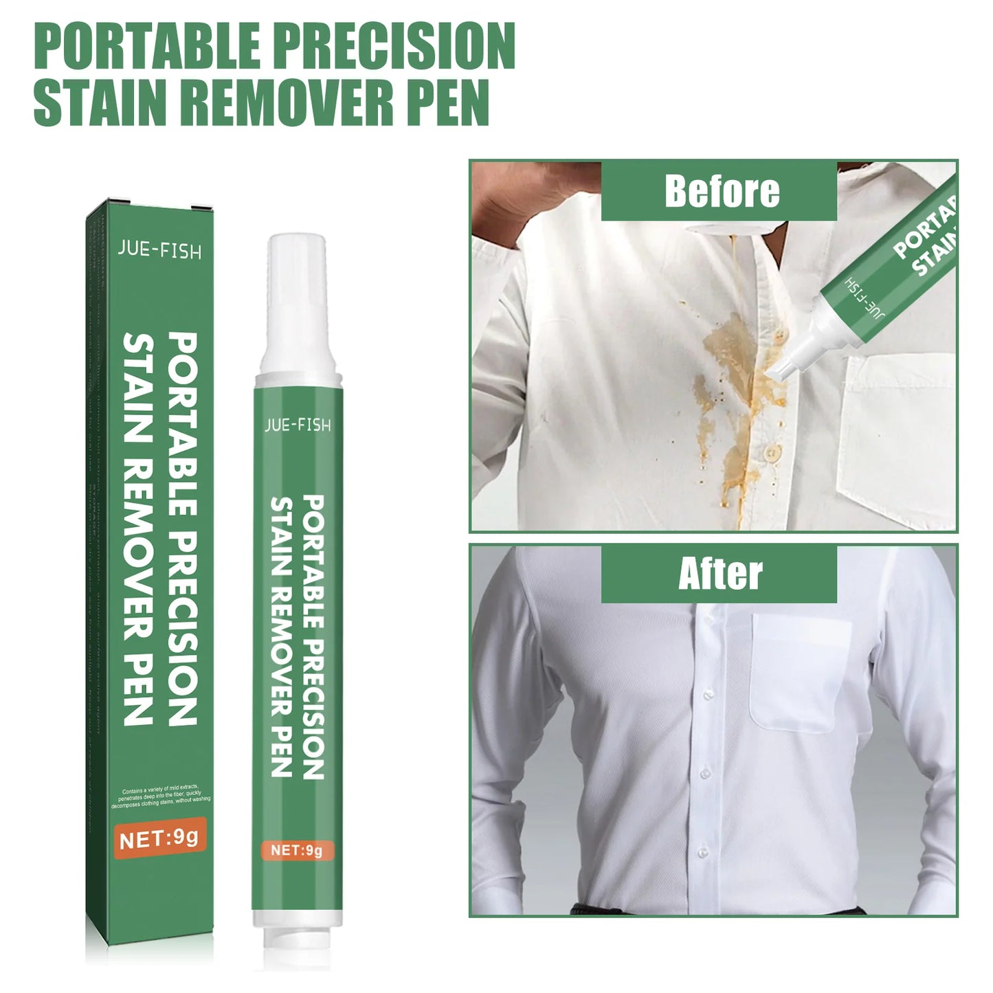 Jue-Fish Deep Penetration Cleaning Fabric Washable Quick Clothes Convenient Instant Portable Precision Stain Remover Pen